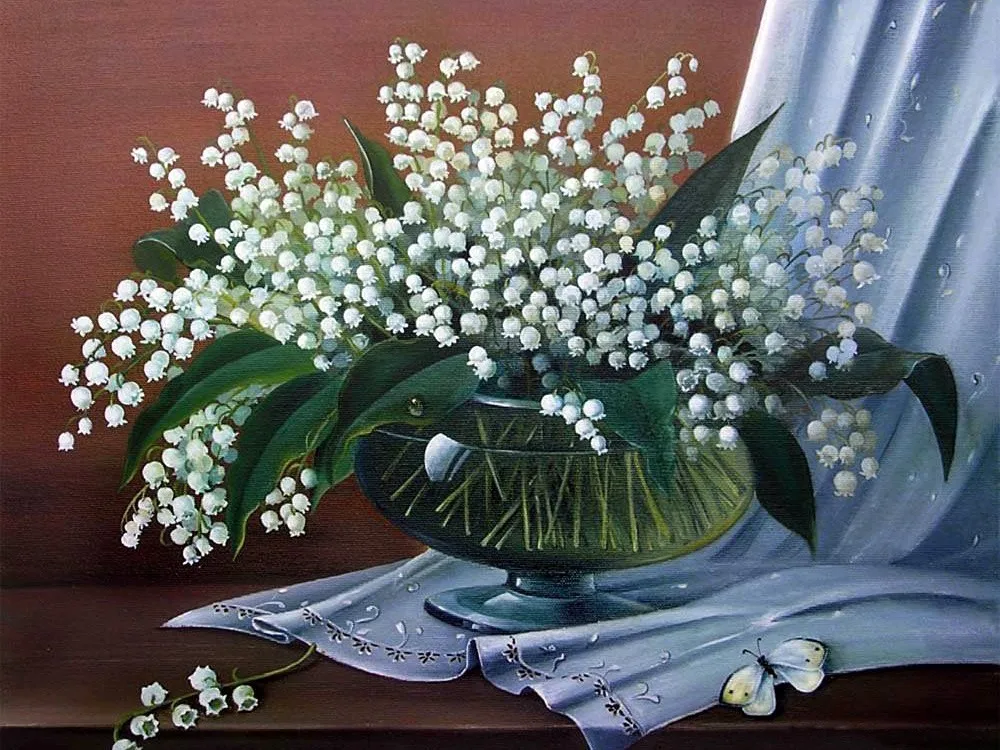 MTEN Алмазная Вышивка Полный дисплей Lily Of The Valley вышивка с кристаллами, цветы вышивка крестиком Алмазная мозаика Настенный декор - Цвет: 7