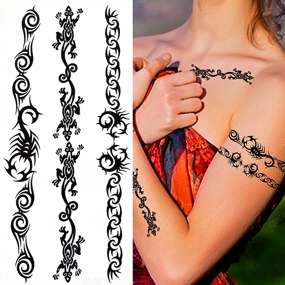Simple Stripes Arm Temporary Tattoo Sticker Butterfly Dragon Sun Star  Feather Alphabet Body Hand Waterproof Tatoo Fashion Totem - Temporary  Tattoos - AliExpress