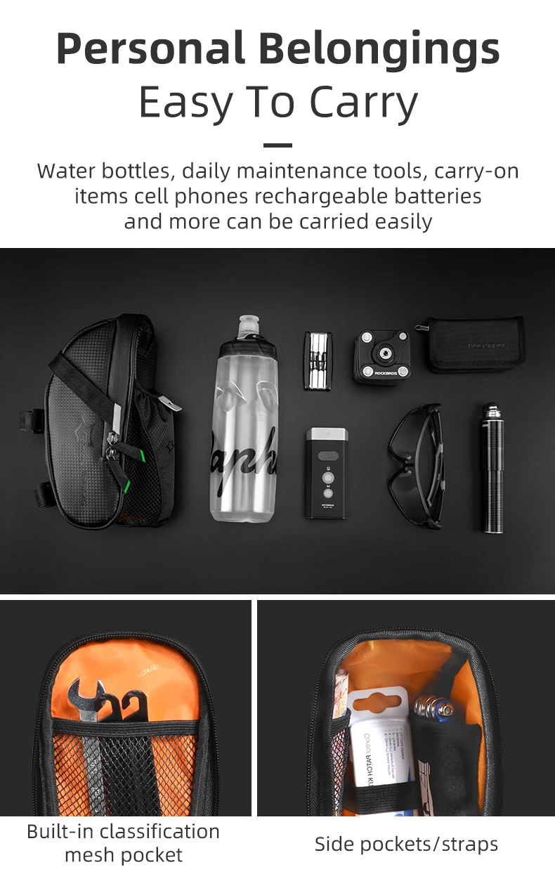 Rainproof Bike Saddle Bag Bicycle Rear Bags With Water Bottle Pocket Bicycle Ref
