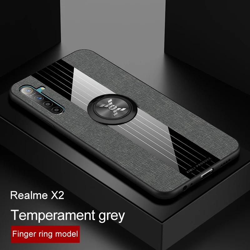 Gary With Ring Чехол для Realme X2 Pro, тканевый, с кольцом на палец, мягкий силиконовый чехол для OPPO Realme X2 XT Fundas - Цвет: Gary With Ring