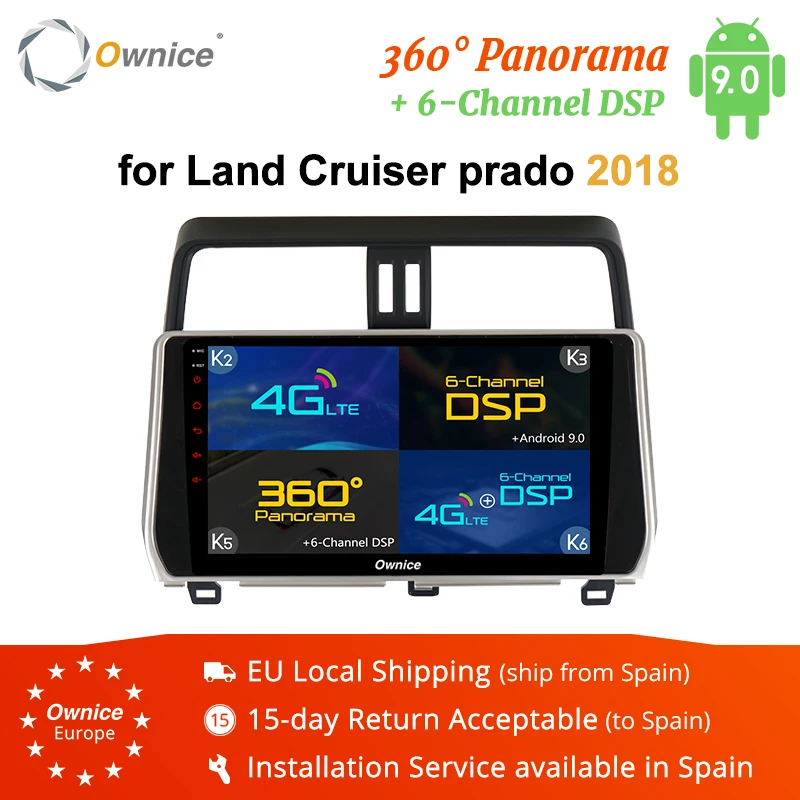 Ownice K1 K2 K3 K5 K6 2 DIN Восьмиядерный Android 9,0 Автомобильный DVD Радио для Toyota Land Cruiser prado LC150 360 панорама DSP 4G LTE