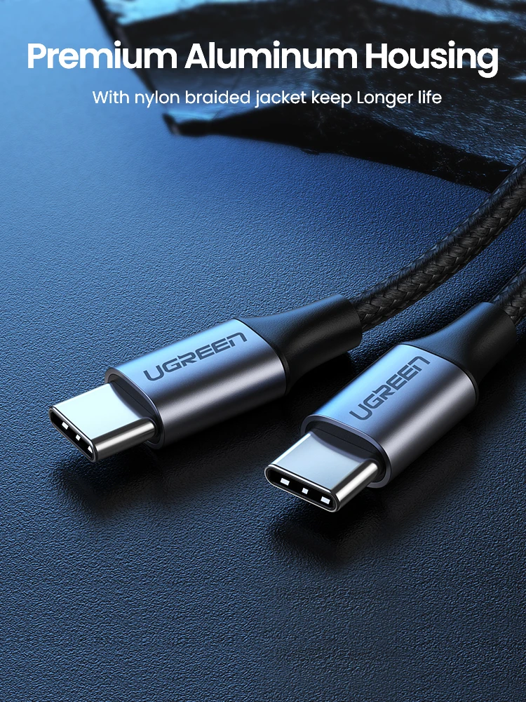 Ugreen USB C к Type для Samsung S20 PD 60 Вт кабель MacBook Pro iPad Pro2020 Быстрая зарядка 4 0 шнур|Кабели