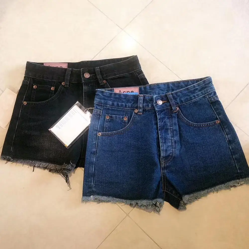 Женские джинсовые шорты с высокой талией необработанными краями лето 2020|Шорты| |