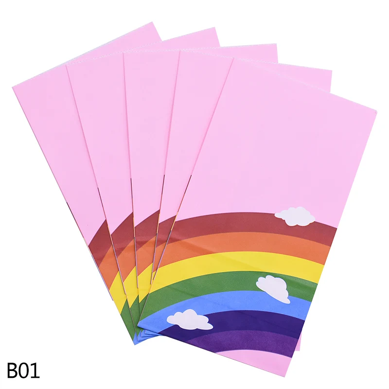 cb01 pink rainbow 5/10 штук/упаковка с радужным принтом, в горошек, в полоску, мешок для конфет Рождество Бумага сумка для Одежда для свадьбы, дня рождения печенья Еда мешок подарка украшения для упаковки - Цвет: cb01 pink rainbow
