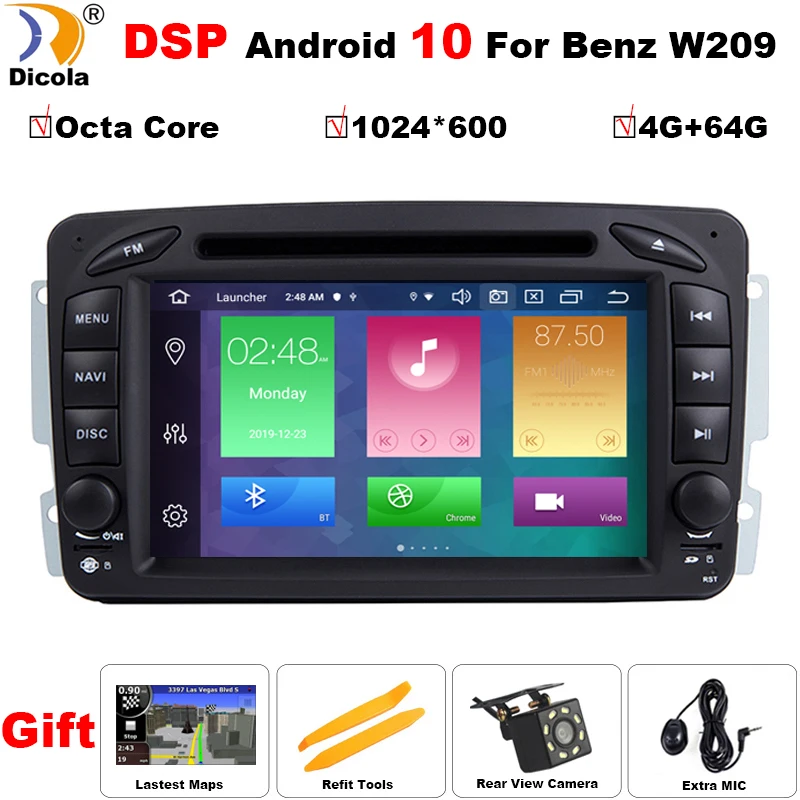 PX5 DSP IPS Android 10 4G + 64G 2 DIN Автомобильный dvd-плеер для Benz CLK W209 W203 W168 W208 W463 W170 Vaneo Viano Vito E210
