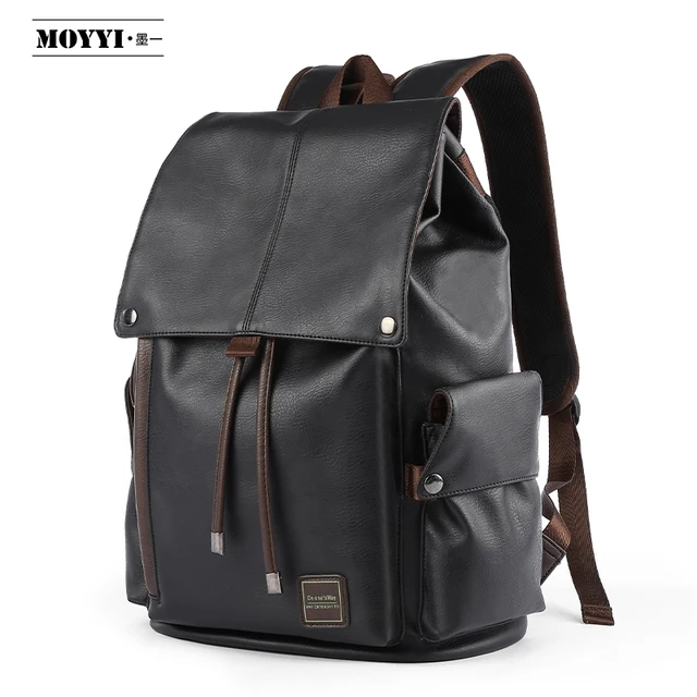 2020 Men Backpack Lether Vintage For Teenager Laptop PC Portable Bags Designer Boys Travel Backpack Thin School Luxury Mochila Normal A Black