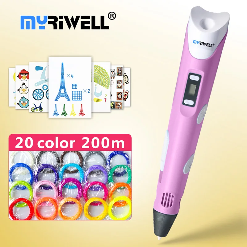 Myriwell 3d Pen + 20 * 5m PLA/ABS Filament,3D Pen 3d Model,Creative Printing Pen,Pen-3d Magic Children Gifts 3D