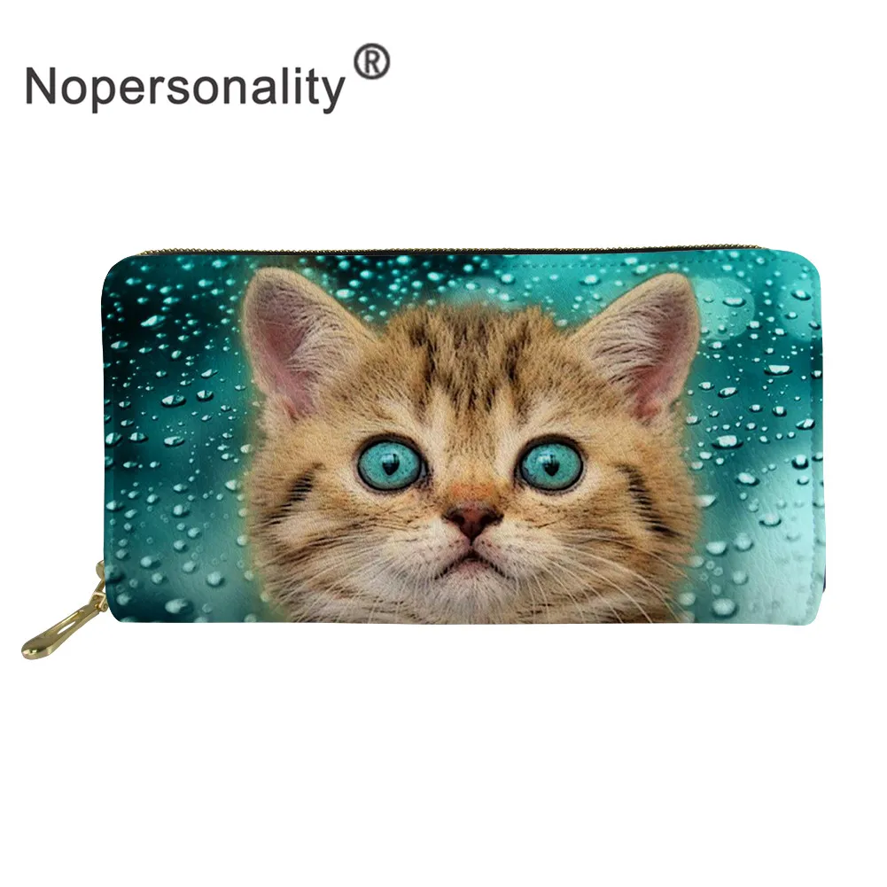Nopersonality, 3D, джинсовый, с принтом кота, забавный, кожзам, кошельки, водонепроницаемые, женские, повседневные, кошельки, длинный кожаный кошелек, сумка для денег для дам - Цвет: CA4721Z21