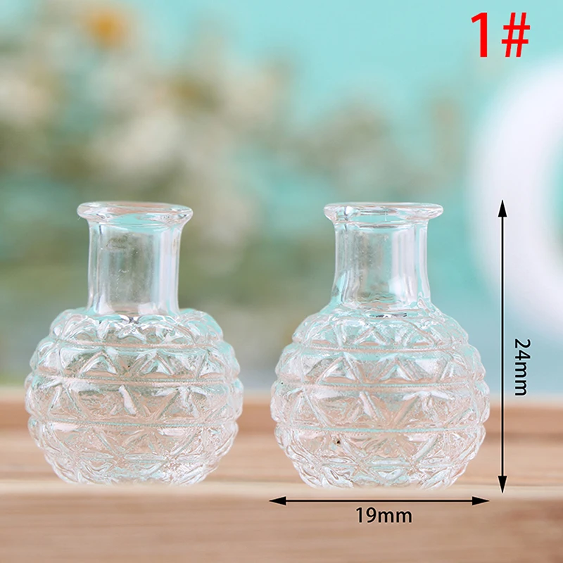 Miniature Dollhouse Glass Vase White w/ Orange & Black Swirls 