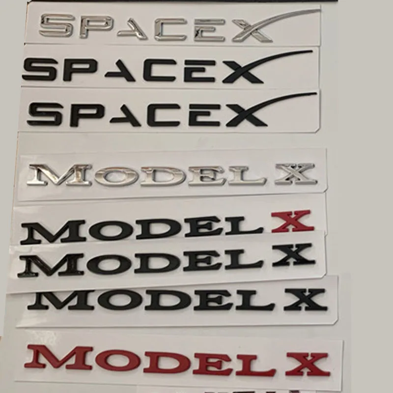 Letters Emblem Badge for Tesla Model 3 S X SPACEX Car Styling Trunk Logo Boot Sticker Chrome Matte Glossy Black Red | Автомобили и
