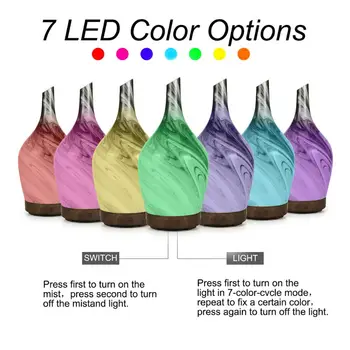 

Aromatherapy Essential Oil Diffuser,Ultrasonic Aroma Diffuser 7 Colorful LED Lights Handmade Glass Home,Office,Bedroom