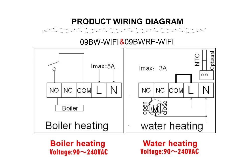 09BW RF WIFI产品壁挂炉水暖一体接线图