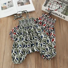 Новые летние леггинсы с принтом для девочек Одежда для маленьких девочек детский комбинезон для девочек Свободные повседневные штаны-шаровары тонкие брюки