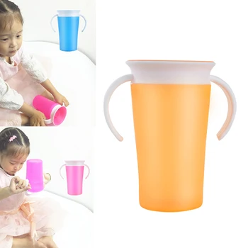 

360 Degree Smooth Cup Training Solid With Handle Anti Spill Silicone Easy Clean Soft Water Learning Portable Toddler Drinking