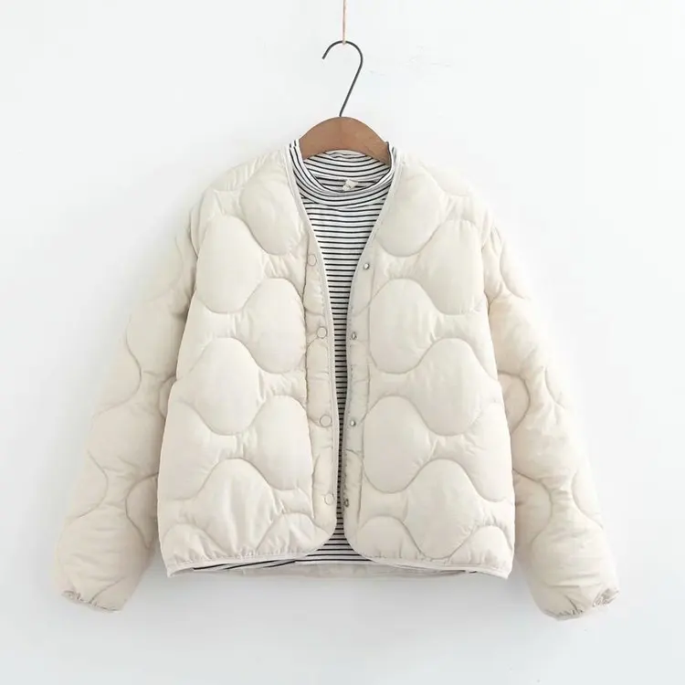

Winter New Style Short-height Short Thick V-neck Cotton-padded Jacket Simple Versatile Warm Cotton Overcoat Cool GIRL'S S22832