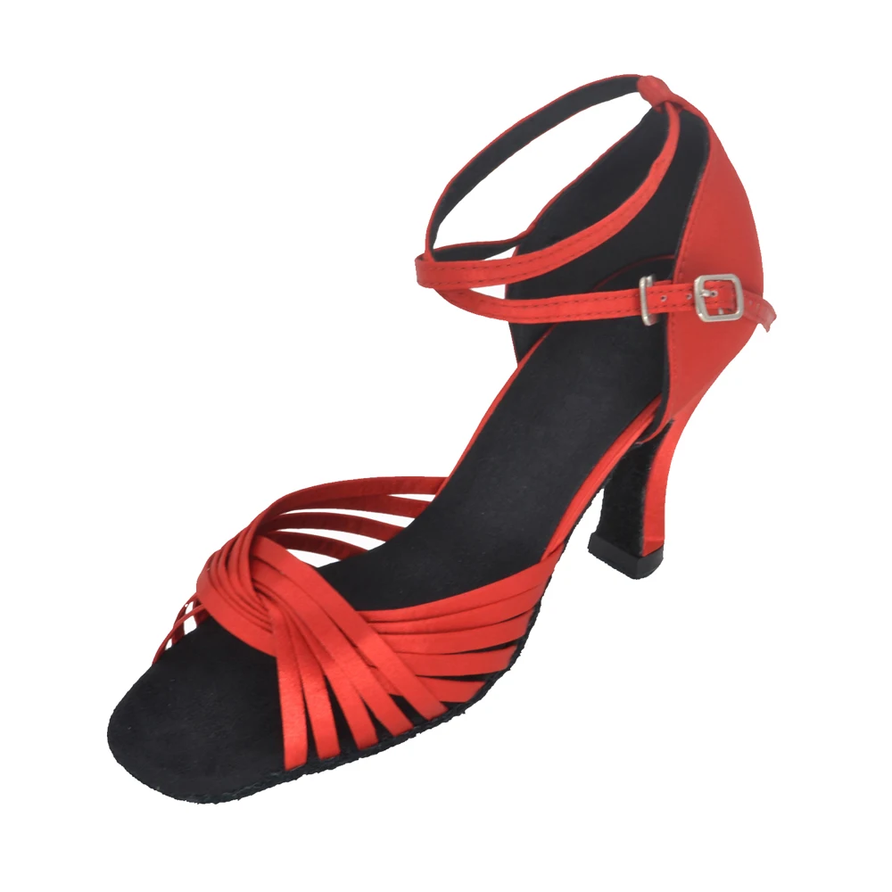 red satin block heels