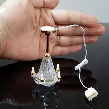 

1:12 Dollhouse Miniaturescale Ceiling Light Candles LED Lamp Battery Operated