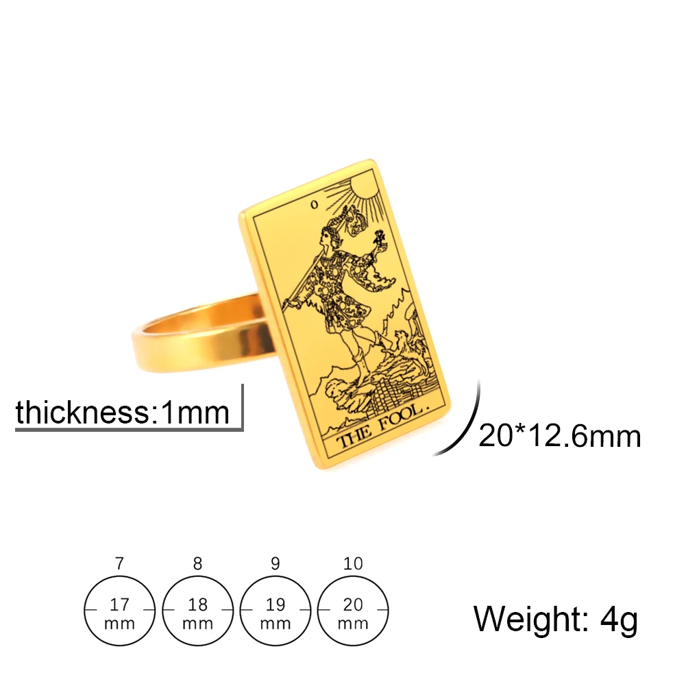 Dawapara Gold-Tone Tarot Card Stainless Steel Vintage Ring for Women - Major Arcana Inspired Jewelry