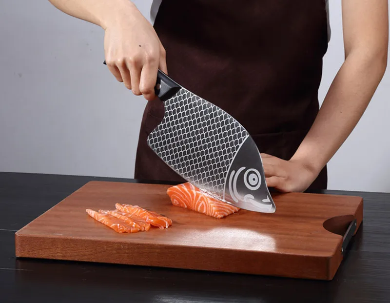 Черный Модель рыбы профессиональный китайский мясницкий нож кухонный нож шеф-повара из нержавеющей стали нож для нарезки мяса кухонные ножи - Цвет: Черный