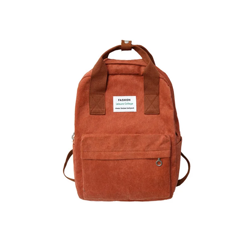 Модный женский рюкзак для девочек-подростков, женский рюкзак для колледжа, школьный рюкзак Harajuku, сумки на плечо, вельветовые дорожные рюкзаки - Цвет: Orange