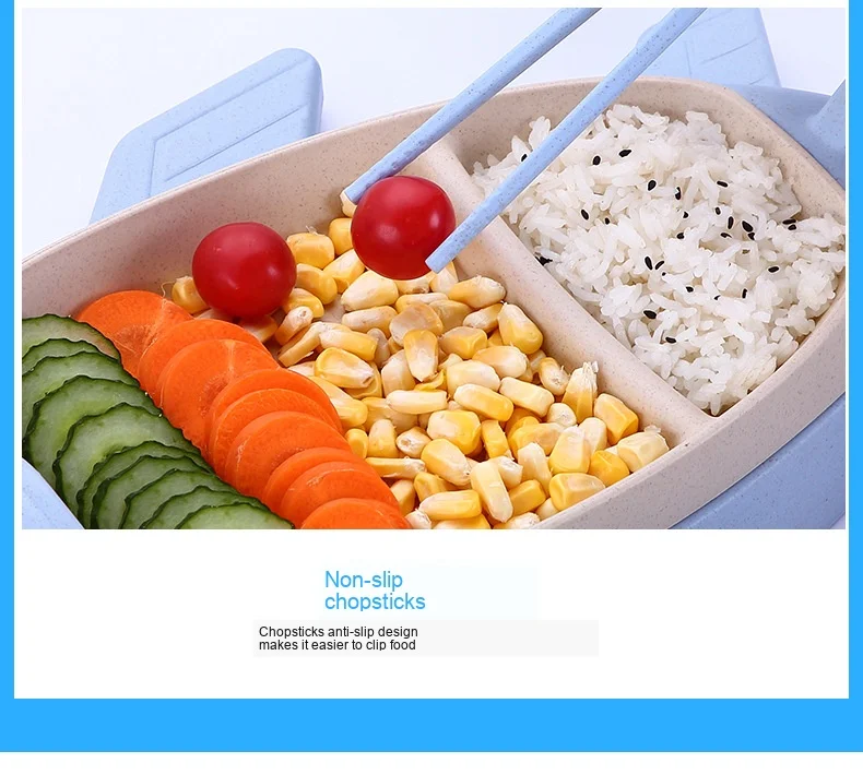 Creative Cartoon Airplane Children Container Wheat Drop-resistant Seperated Container Baby Nutrition Plate Tableware Set