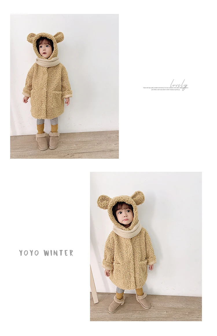Winter new fashion baby girls hooded thicking warm Cotton padded coat Children Fur on Both Sides wear Outerwear