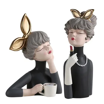 

Nordic Elegant Blowing Bubbles Girl Statue Home Decoration Accessories Modern Resin Ornament Abstract Character Gifts Crafts