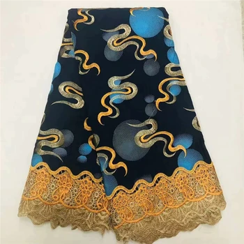 

Esewing High Quality African Wax print New Arrival Ankara Wax Lace Fabric African Embroidery Ghana Wax With Guipure Lace Fabric