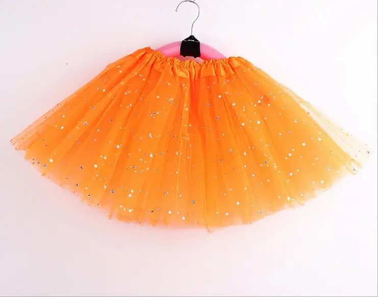 Детская юбка-пенг сетчатая трехуровневая юбка средней длины для девочек балетная танцевальная юбка принцессы - Цвет: Золотой