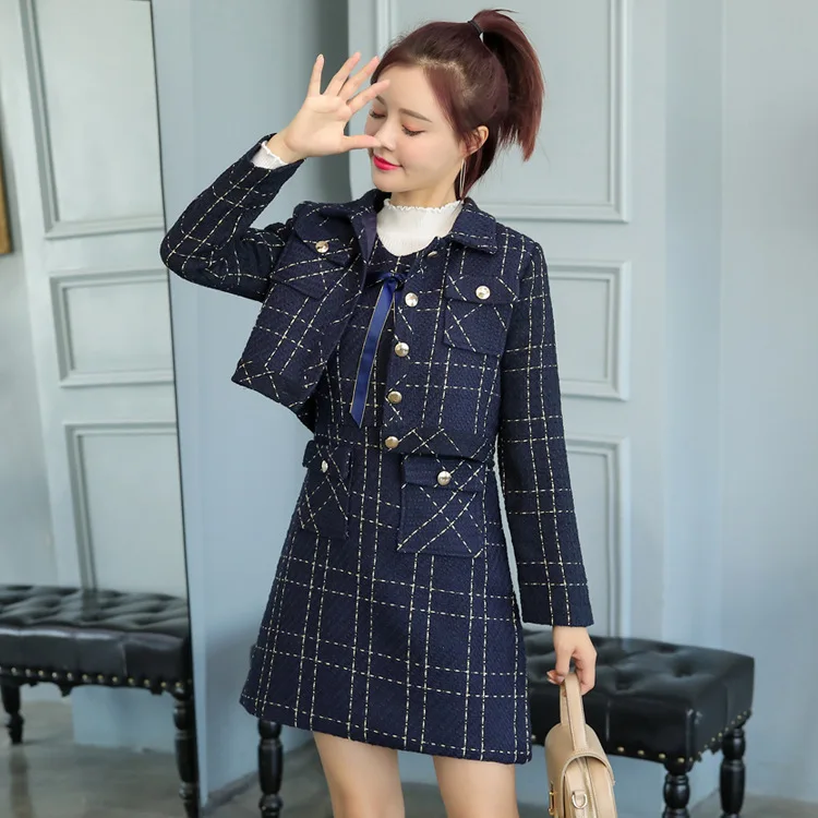 

Photo Shoot Graceful Coat Skirt Dress Outfit Women's Autumn & Winter New Style Fashion Debutante Elegant Dress Two-Piece Set