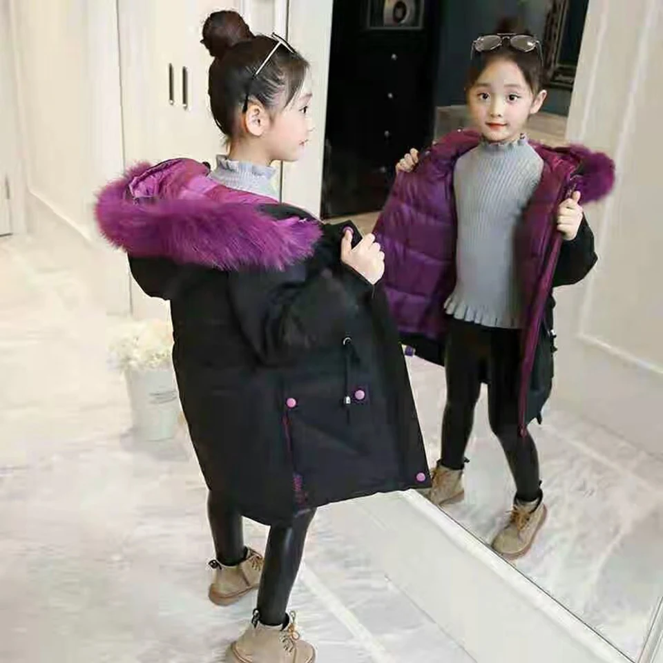 Детская куртка, верхняя одежда зимние теплые пуховые хлопковые парки для девочек пальто с капюшоном куртки для девочек-подростков размеры 3, 4, 6, 8, 10, 12 лет