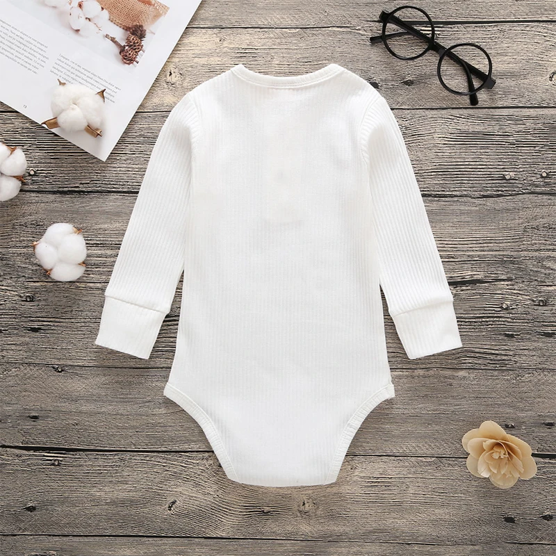 Комбинезон для новорожденных мальчиков от 0 до 18 месяцев, весенне-осенняя одежда для маленьких девочек мягкий хлопковый комбинезон в рубчик с длинными рукавами для младенцев