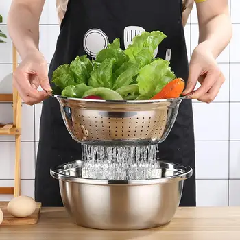 

2Pcs/Set Multifunctional Kitchen Graters Cheese With Drain Basin Steel For Vegetables Fruits Stainless Salad N6B3