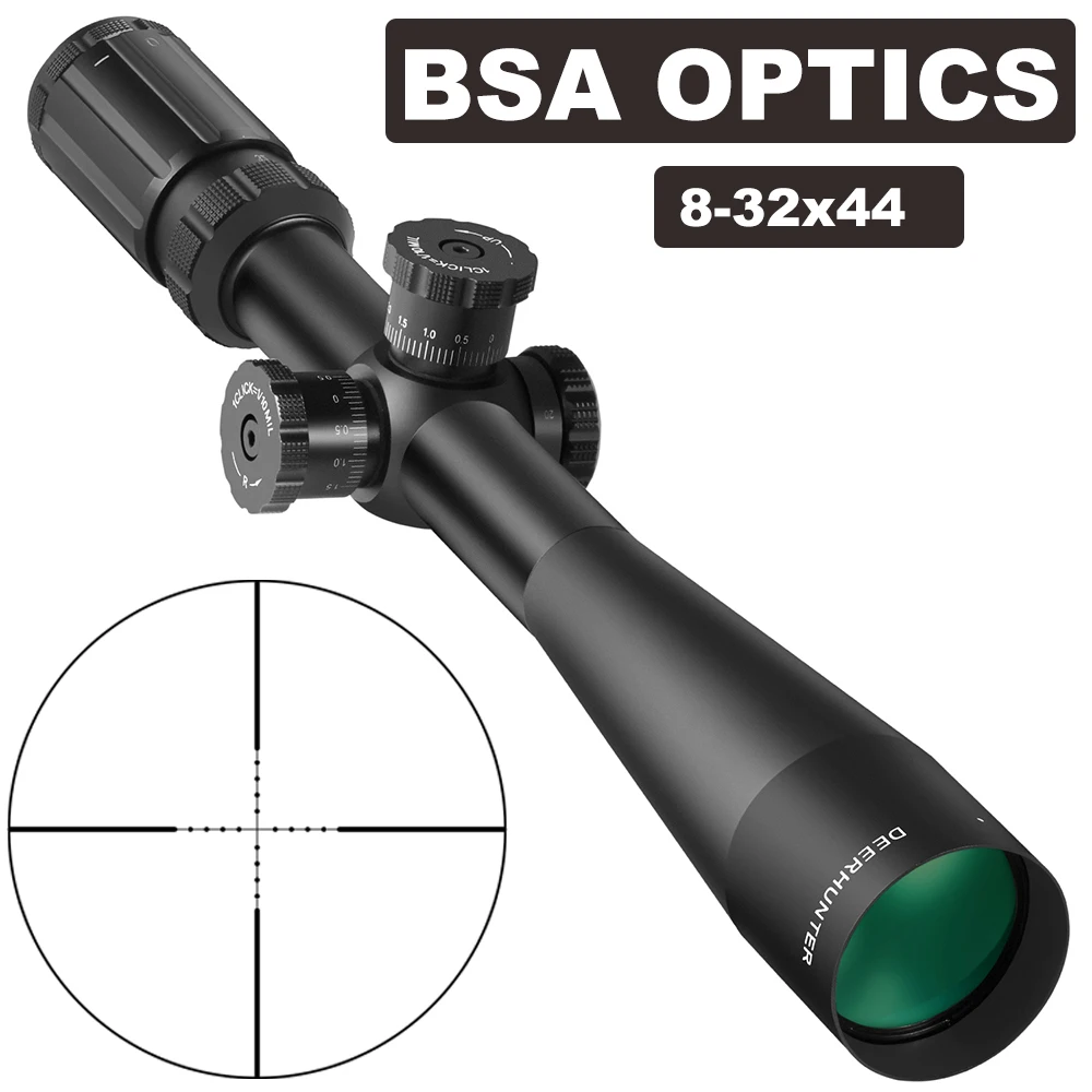 BSAOPTICS832x44AOMilDotRifleScopeSidewheelParallax