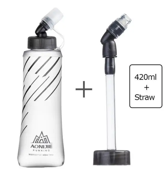 SD21-420ml-1 AONIJIE Беговая спортивная мягкая бутылка для воды, складная термополиуретановая мягкая колба для воды с длинными соломенными пузырьками, сумка 350/600 мл - Цвет: SD21-420ml-1