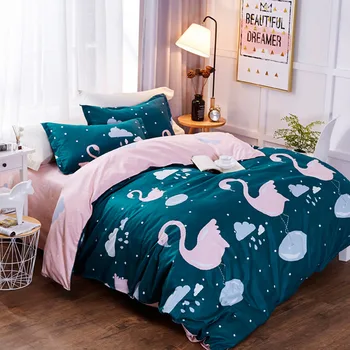 

Flamingo Bedding Set Luxury Green Blue Comforter Cover Set Single Double King Size Soft for Hotel Home of Bedding Supplies