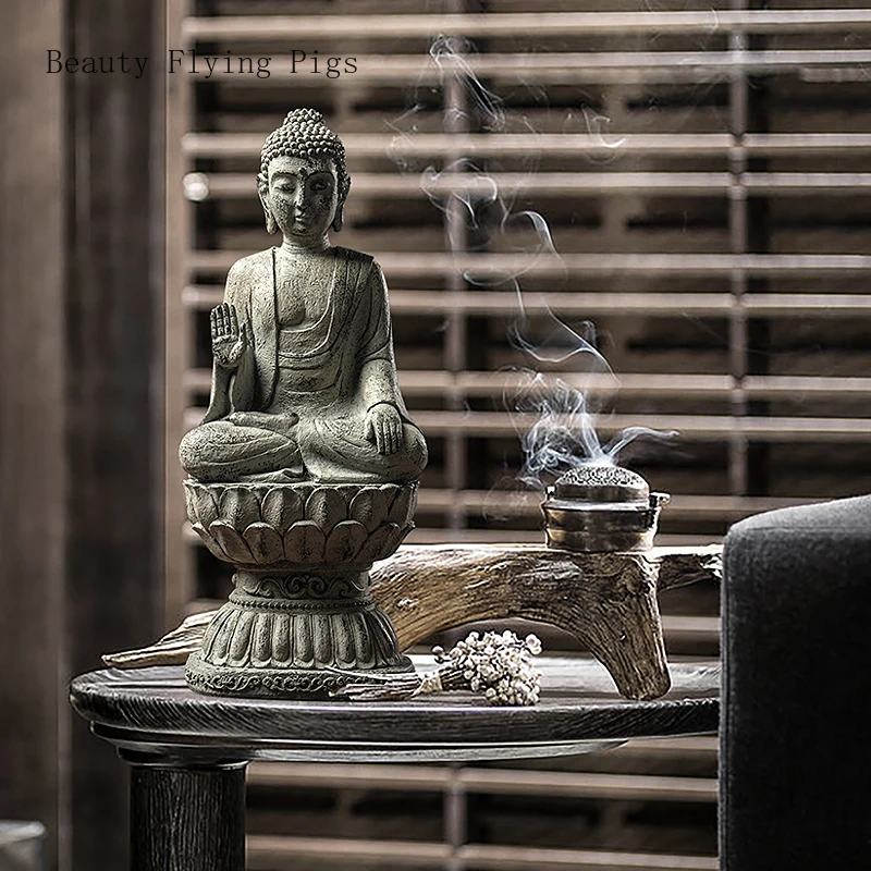 New Chinese Zen Buddha statue sculpture decoration home old living room porch lucky decorations office retro furnishings