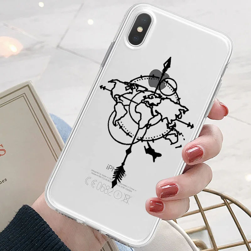 Дорожная карта противоударные Нескользящие простые чехлы для iPhone XR XS Max X 6 6s 7 8 Plus