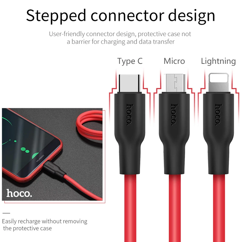 HOCO 1 м 2 м мягкий силиконовый USB кабель для iPhone 11 pro Max Type C кабель Micro кабель для Samsung USB C кабель