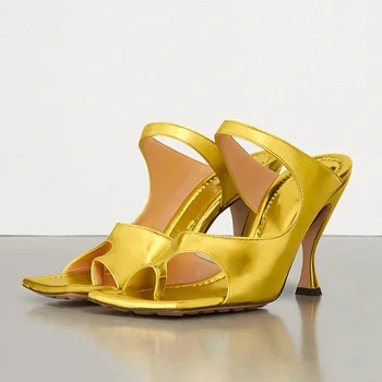 

Plus Size New Women Slippers Popular Fashion Summer Women Mules High Heels Slippers Casual Female Shoes Peep Toe Mules Stilettos