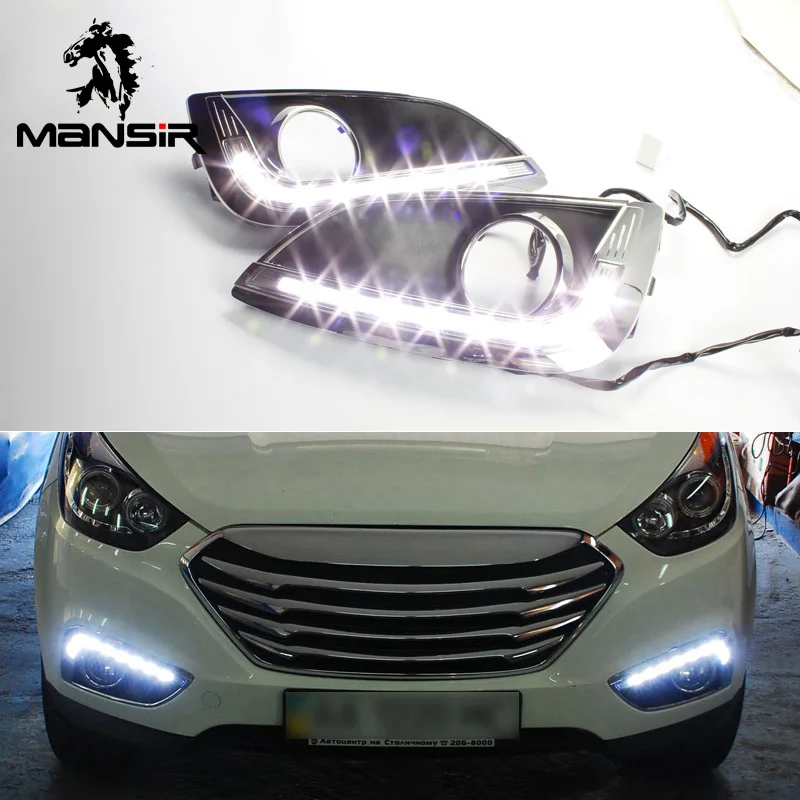 

12V светодиодный DRL Дневной светильник s для Hyundai IX35 2010 2011 2012 2013 автомобилей головной светильник дневного светильник противотуманная фара