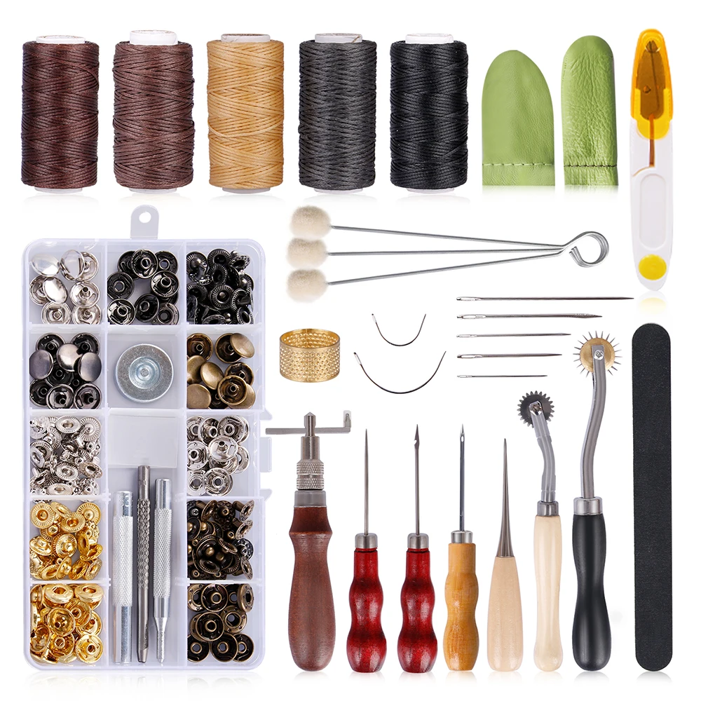 

Professional DIY Leather Craft Tools Kit Hand Sewing Stitching Punch Saddle Leather Craft Carving Work Accessories