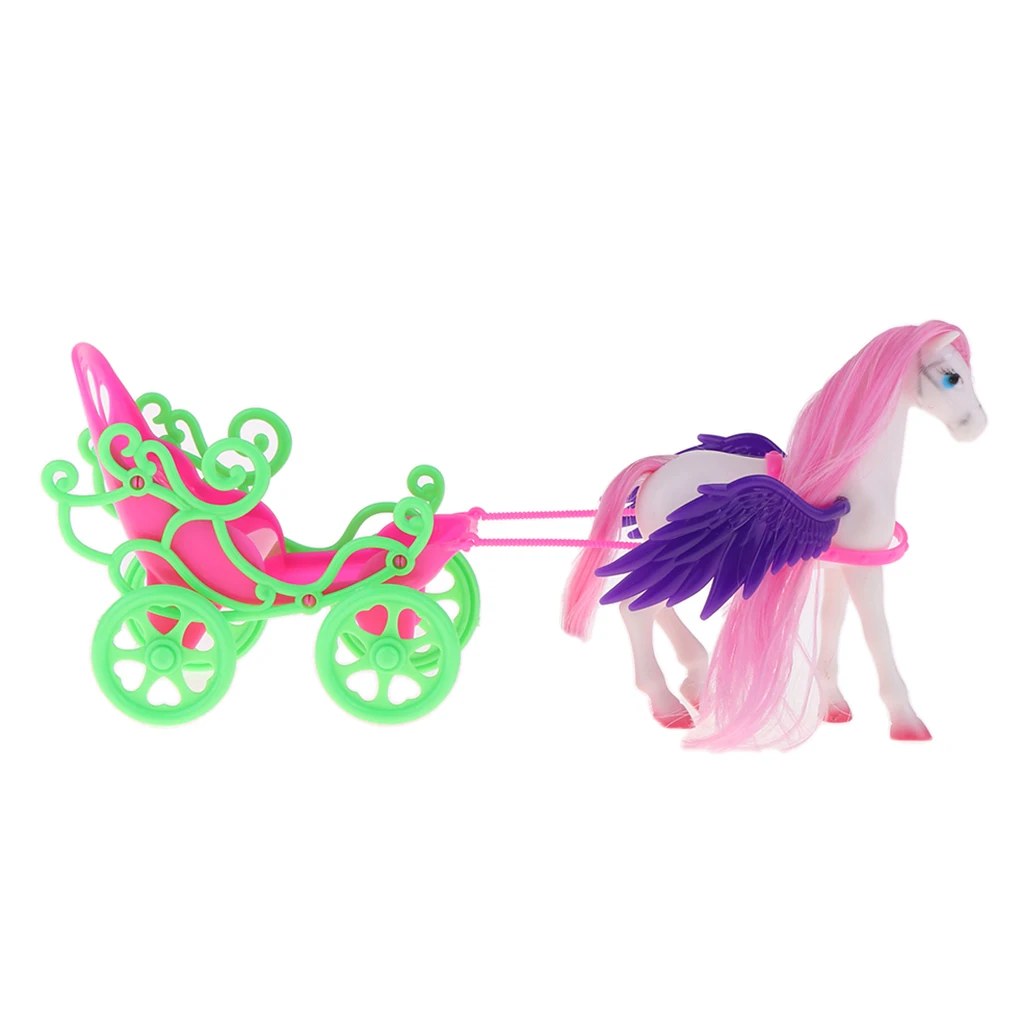 Magical Mini 1/6 Princess Doll Flying Carriage Horse With Wing Girls Playset
