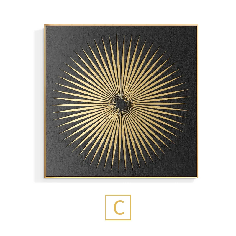 C Геометрическая абстракция золотой узор линия круг рифт Современная Скандинавская декоративная живопись для офиса дома холст стены Искусство Плакат - Цвет: C