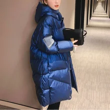 

Winter Jacket 2021 Ladies Down Cotton Long Coat Shiny Face Women's Plus Size Bread Coat Stand-up Collar Coat Winter