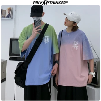 

Privathinker 2020 Men Letter Printed Tshirts Men Couple Fashion O-Neck T-Shirt Male Gradient Short Sleeve Clothes Summer Tshirt