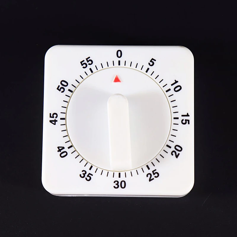 

60 Minutes Kitchen Timer Count Down Alarm Reminder White Square Mechanical Timer for Kitchen