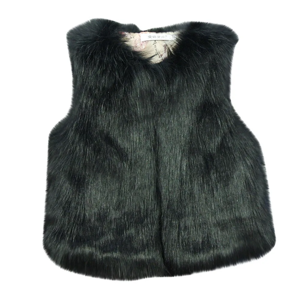 Черный winter Baby Girl And Boy Plush Keep Warm Pure Color Loose Coat Long Hair Plush Vest newborn clothes kids clothes детская одежда - Цвет: Черный