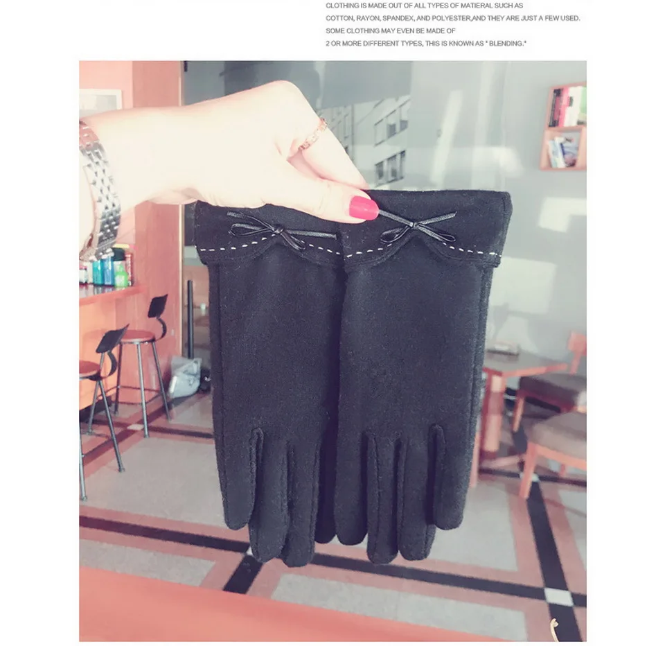 Новые женские шерстяные перчатки на осень и зиму, теплые варежки на полный палец, двойные толстые уличные женские перчатки для вождения с сенсорным экраном G001