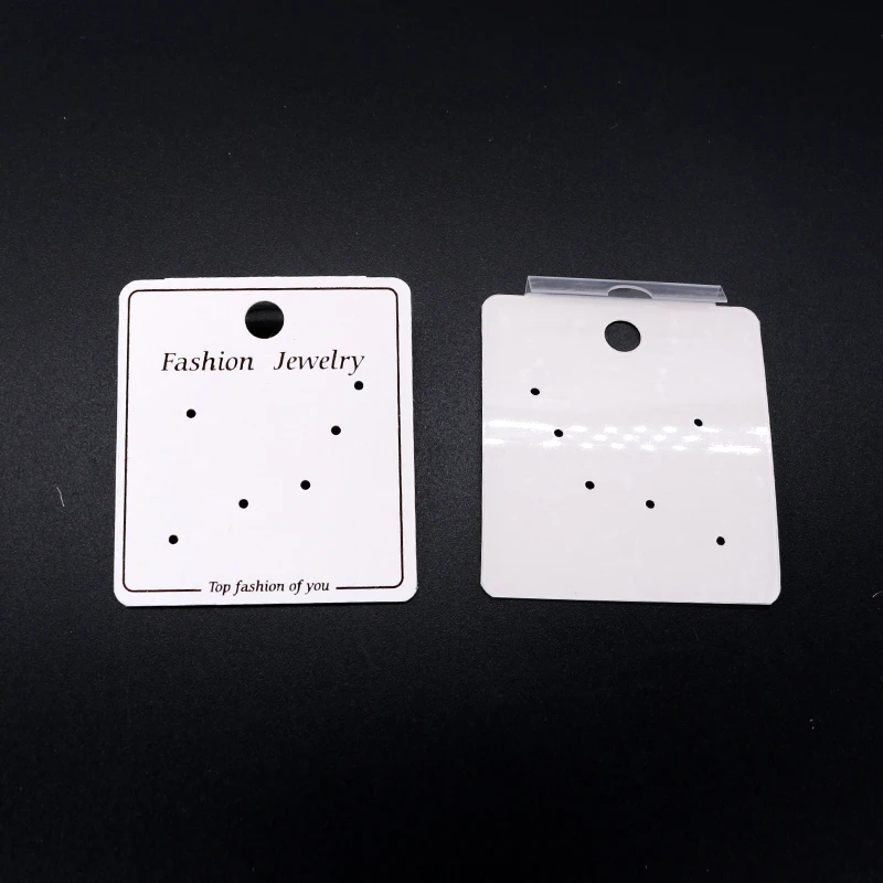 

100pcs/lot 4.5x5cm White PVC+Paper Earrings Card Ear Studs Jewelry Display Packaging Cards Favor Cute Label Price Tags